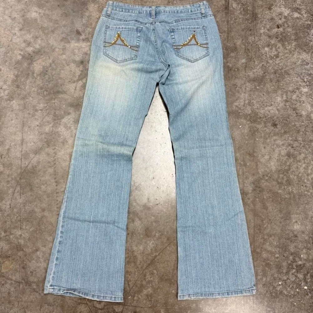 Anchor Blue‎ Light Wash Y2K Flare Embellished Jeans 28x33